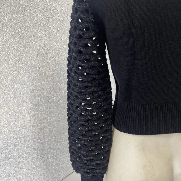 NEW MARIA PAVAN Womens Sequin Braided Long Sleeve Soft Sweater Size M Black - Picture 9 of 13